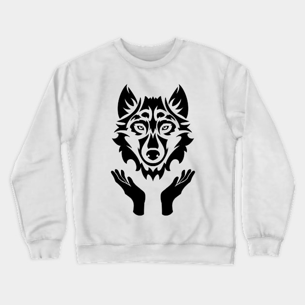 Wolf Deity Crewneck Sweatshirt by mikazure